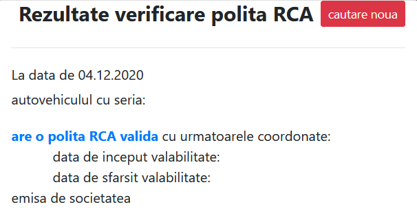 Verifica valabilitate RCA